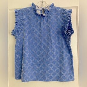 THML Blue Textured Sleeveless Blouse - Small